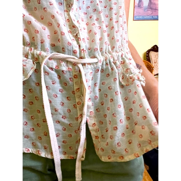 Johnny Was Yellowfield 8 Series Sheer Floral Blouse Top w/Flower Buttons - Picture 4 of 9